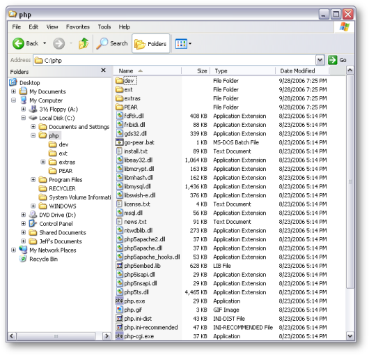 Extract to C:\php