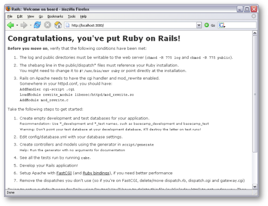 Congratulations, you've put Ruby on Rails!