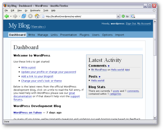 WordPress Dashboard