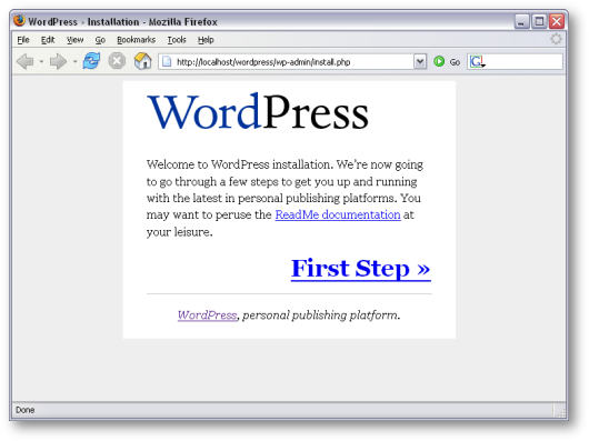 Click First Step >>
