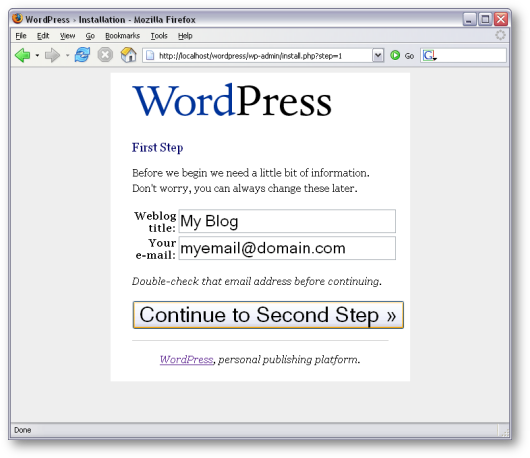 Click Continue to Second Step >>