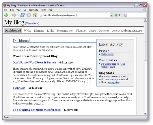 WordPress Dashboard
